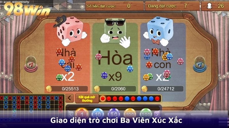 Giao diện trò chơi Ba Viên Xúc Xắc 